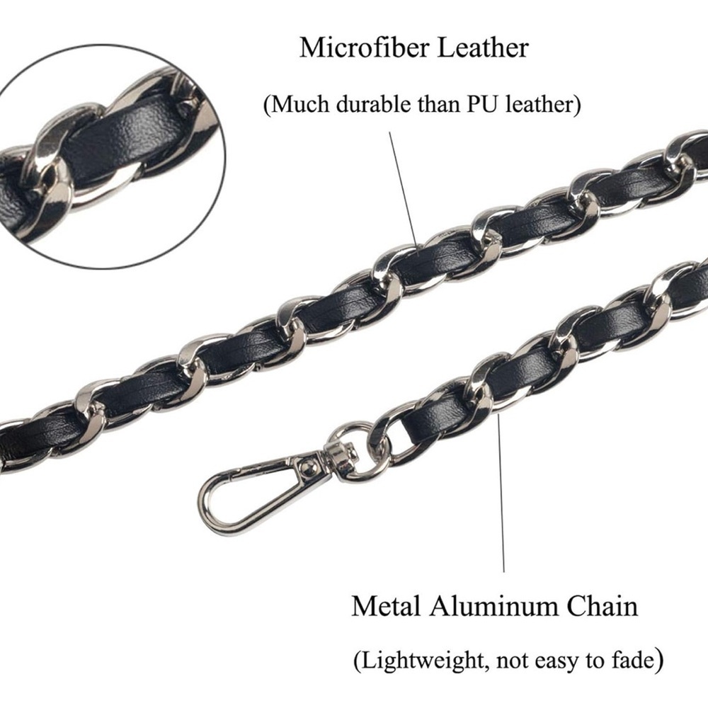 Strap Chanel Style Chain - Faux Leather - Replacement for Crossbody Shoulder Bag - Picture 5 of 8